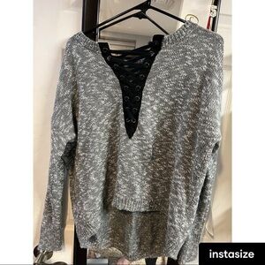 Lace up tie front sweater​​
